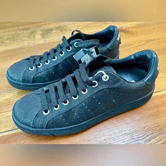 Dsquared2 | Black Glitter and Leather | Low Top Sneakers | Women’s 7.5 - Picture 2 of 7